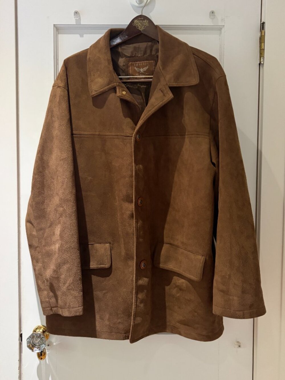 Emporio EGA Fashion Men's Faux Suede Vintage Jacket Camel Brown Size XL - Picture 2 of 10